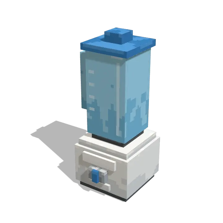 Voxel model: a stand blender with a light-blue glass jar
