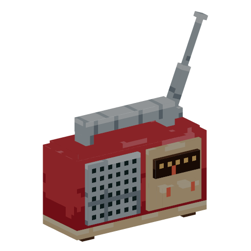 The same radio, version 2, now cherry red with a chrome handle