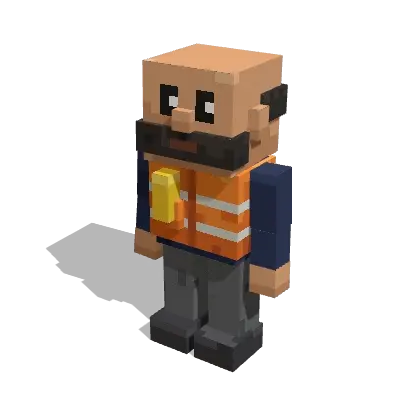 Voxel character playing the idle animation