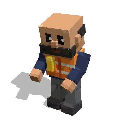 Voxel character playing the pack_table animation