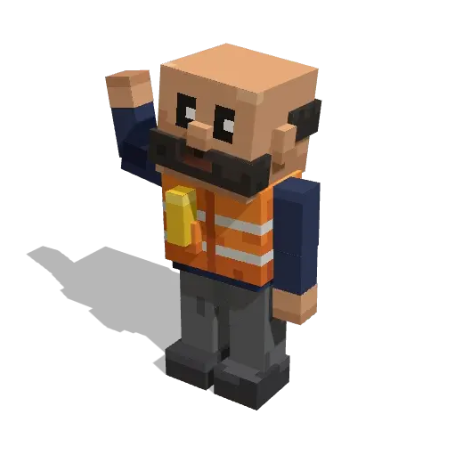 Voxel character playing the wave animation
